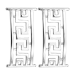 14k Solid White Gold Greek Design Earrings