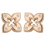 European style  Flower Diamond Ruby Earrings 14k
