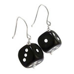 14k White Gold Dice Earrings
