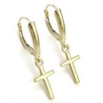 14k Gold Cross Lever back Earrings