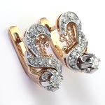 Russian European style diamond earring 14k