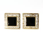 14k Gold Square Onyx Earrings