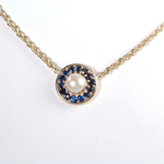 14k Gold genuine Sapphire and Pearl Necklace