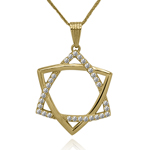 Lab Grown Diamond Star of David Pendant  in 10K