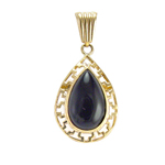 14k Gold Pear Cut Onyx Pendant