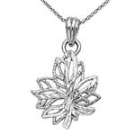 Maple Leaf Design Pendant in 14k Gold with Chain
