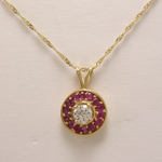 14k Gold Ruby & white Topaz Pendant neckless