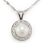 14k White Gold Greek Design Pendant