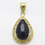14k Gold Pear Cut Onyx Pendant