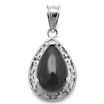 14k Gold Pear Shiny Cut Onyx Pendant