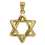 Jewish Star of David Pendant 14K Solid Yellow Gold