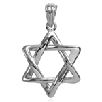 Platinum 950 Jewish Star of David Pendant 19 by 24