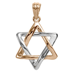 18k Rose and White Gold Jewish Star Pendant