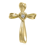 14k Yellow Gold Diamond Cross Pendant