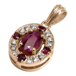 Russian Style Diamond Ruby Pendant 585