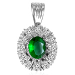Russian style Emerald Diamond Pendant in 14k