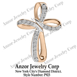 14k Solid Gold Cross Diamond Pendant