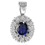 Sapphire Diamond Pendant in 14k Gold