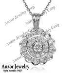 Russian Style Diamond Necklace and Pendant 585 14k