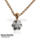 Russian Style Diamond Pendant with 14k Rope Chain