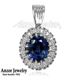 Sapphire Diamond Russian Style Pendant in 14k