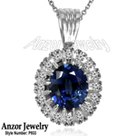 Russian Style Sapphire Diamond Pendant 14k GOLD
