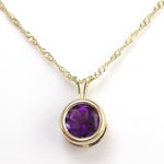14k Gold Amethyst Pendant  Necklace