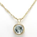 Natural Aquamarine Pendant Necklace 14k Gold