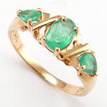 Emerald Three Stone Ring 14k Rose Gold