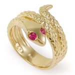 14k Twisted Serpent Ruby Men's Ring