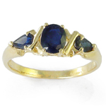 Sapphire Three Stone Ring 14k Mother's ring