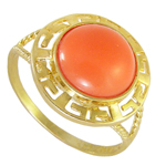 14k solid Gold Greek Coral Ring