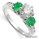 14k Gold Emerald Diamond Engagement Ring