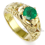 Men's 18k Yellow Gold Emerald ROCOCO design Ring