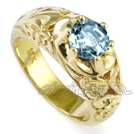Men's 18k Gold Aquamarine Ring Rococo Design