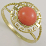14k Gold Greek Coral Ring