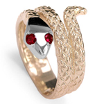 14k Two-Tone Twisted Serpent Ruby Men's Ring
