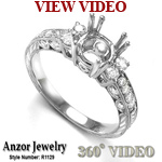14k White Gold Diamond Ring Pave Setting Mounting