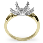 18k Two-Tone Gold Diamonds Engagement Setting Ring