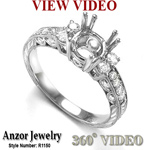 14k White Gold Diamond Setting Mounting Ring