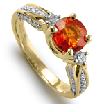 14k Yellow Gold Sapphire Diamond Ring