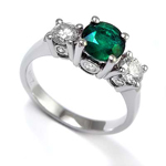 Emerald Diamond Ring  in Platinum 950 pure