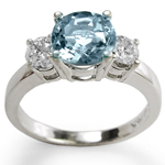 Aquamarine and Diamond Engagement Ring 18k Gold