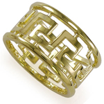 Men's 14k Solid Yellow Gold Greek Key Ring 7 to 14