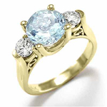 Aquamarine and Diamond Ring in 18k Gold