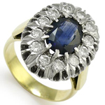 Russian Style Sapphire & Diamond ring 585