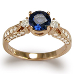 14k Rose Gold Ceylon Sapphire Diamond Ring