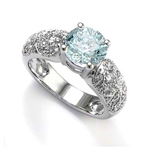 14k Gold Aquamarine Diamond Ring