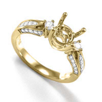 14k Yellow Gold Diamond Ring Setting Semi-Mount