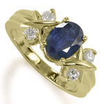 Sapphire and Diamond X ring in 18k solid gold